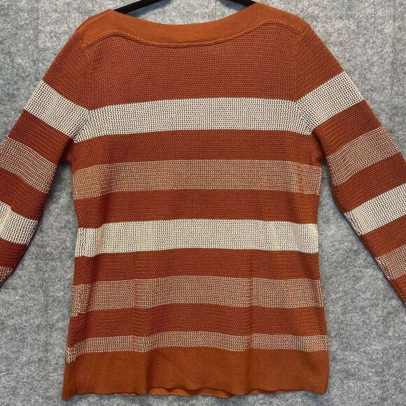 NWT Market & Spruce Sweater Women's XL Rust White Striped Tawnee Waffle Stitch - Picture 9 of 15
